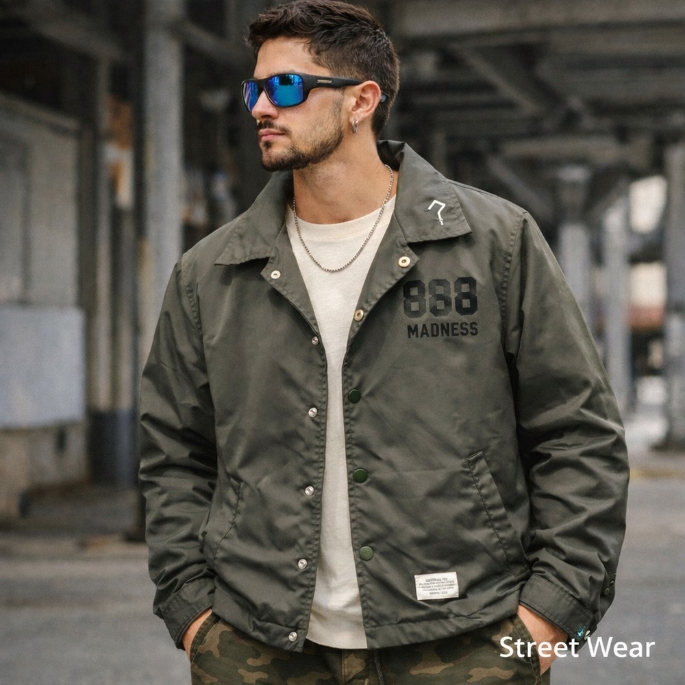 Mad Madness “888” Statement Streetwear Jacket | Back Graphic | Utility Coach